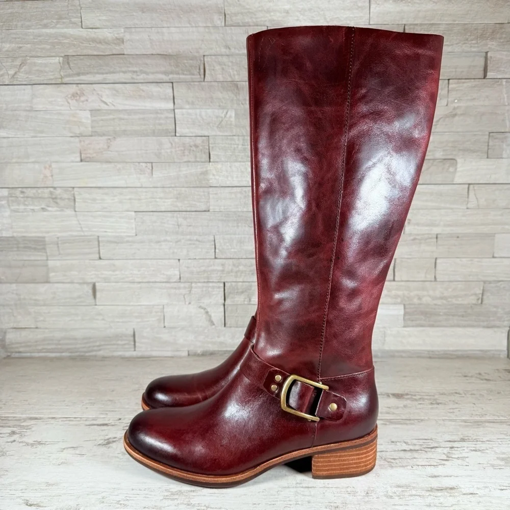 Kork-Ease Women's Carli Knee High Burnished Leather Riding Boot 6.5M Burgundy